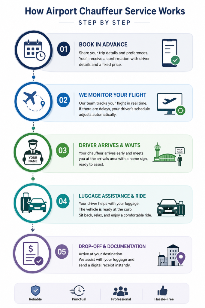 How Airport Chauffeur Service Works - Step by step complete process and exact methodology.